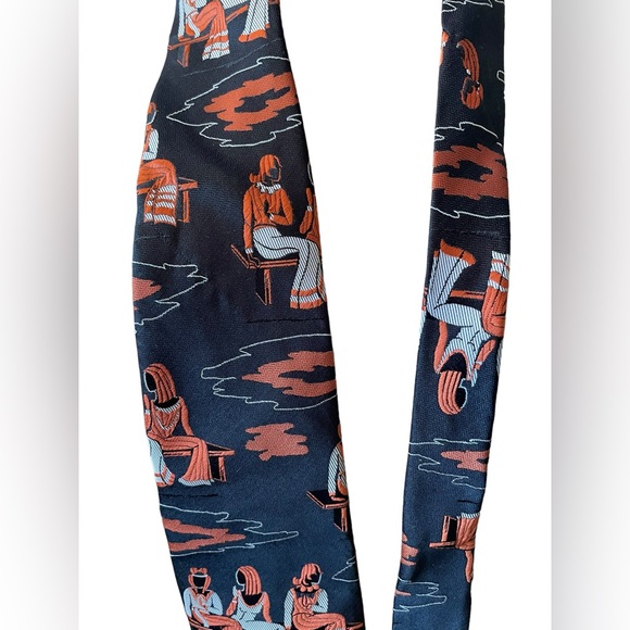 Custom Cravatieur Vintage 70s Hippie Woodstock Outdoor Art to Wear Retro Tie - Picture 3 of 8